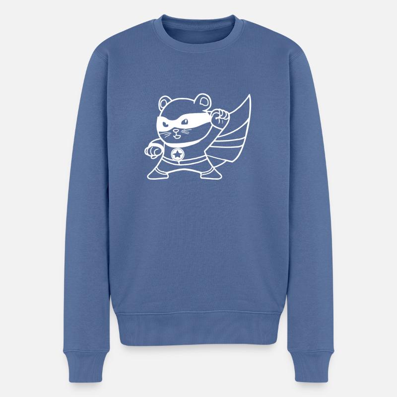 Hamster Superheld Geschenkidee - Männer Premium Bio Pullover - Taubenblau