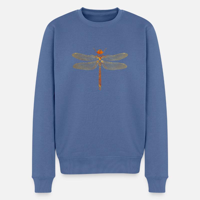 Libelle Gold - Männer Premium Bio Pullover - Taubenblau