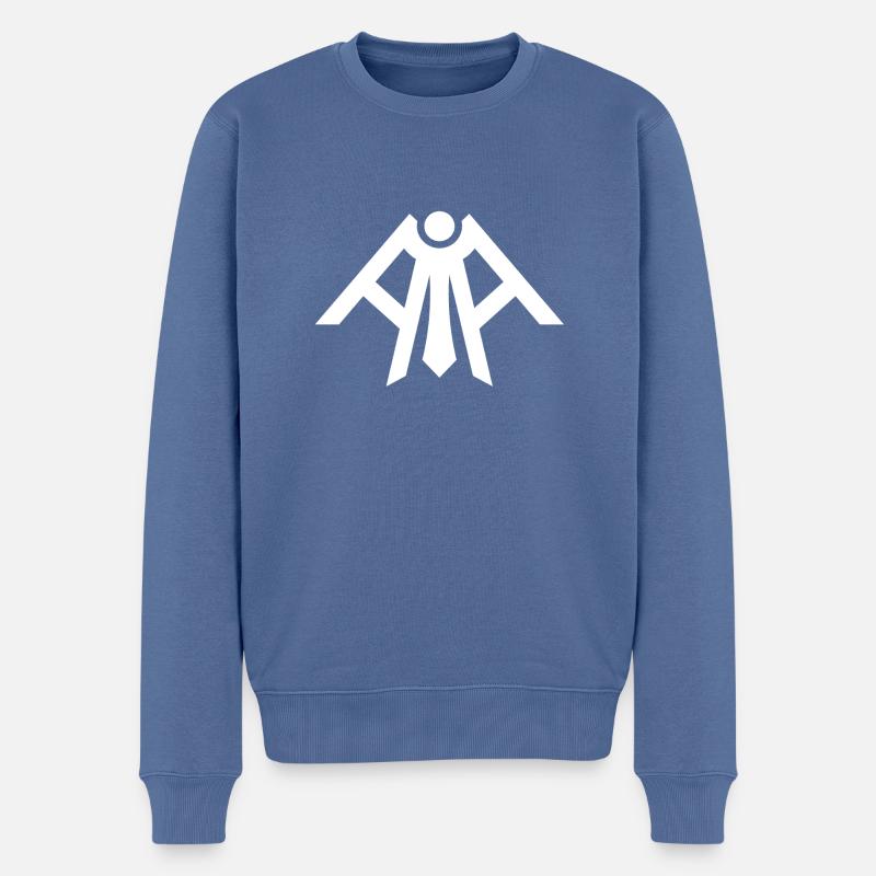 Weißer Cyberpunk K.I. Design-Engel mit Flügeln 2023 - Männer Premium Bio Pullover - Taubenblau