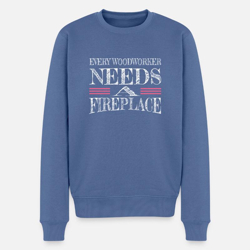 drôle de menuiserie daddesign - Pull Premium bio Homme - bleu pigeon