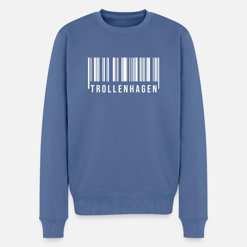 Trollenhagen Strichcode - Männer Premium Bio Pullover - Taubenblau