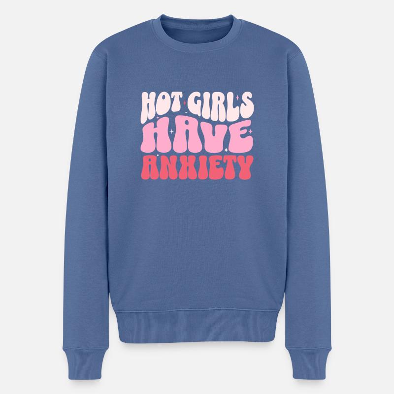 Les filles chaudes ont de l’anxiété - Pull Premium bio Homme - bleu pigeon