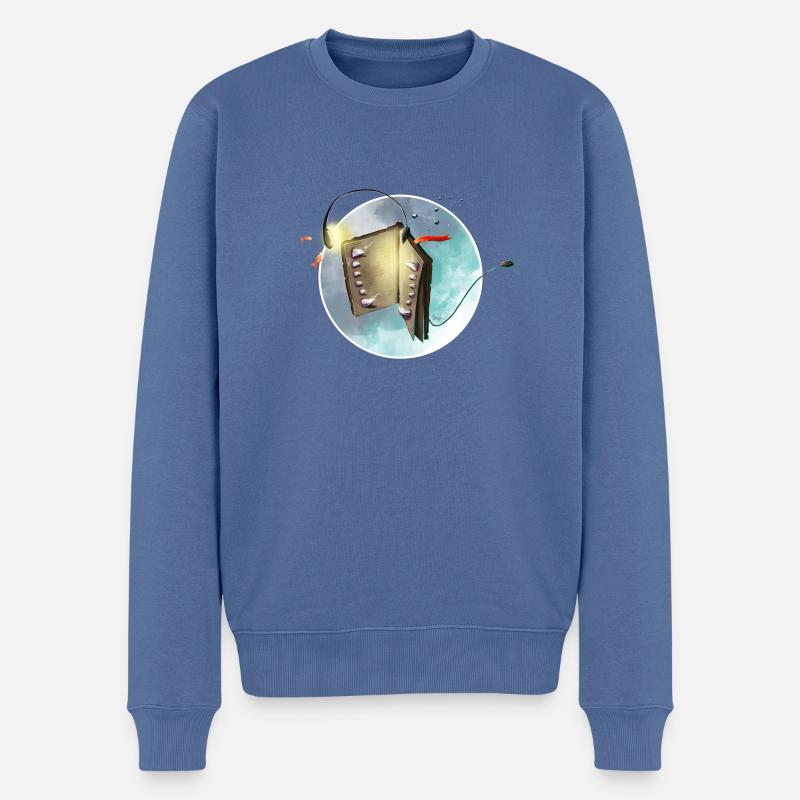Das Buch des Abgrunds - Männer Premium Bio Pullover - Taubenblau