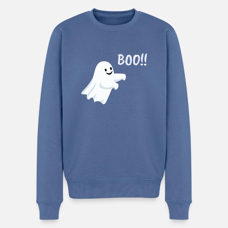 ghost boo!! - Männer Premium Bio Pullover - Taubenblau
