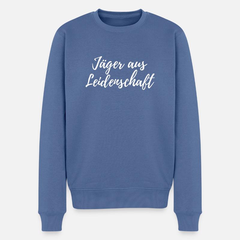 Jäger aus Leidenschaft - Männer Premium Bio Pullover - Taubenblau