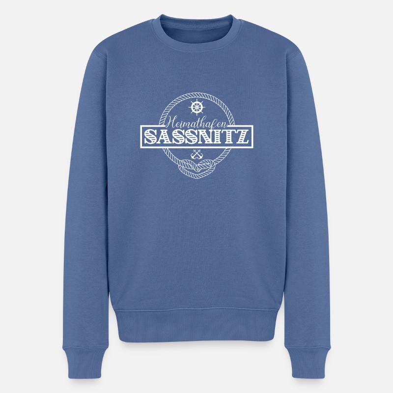 Heimathafen Sassnitz - Männer Premium Bio Pullover - Taubenblau