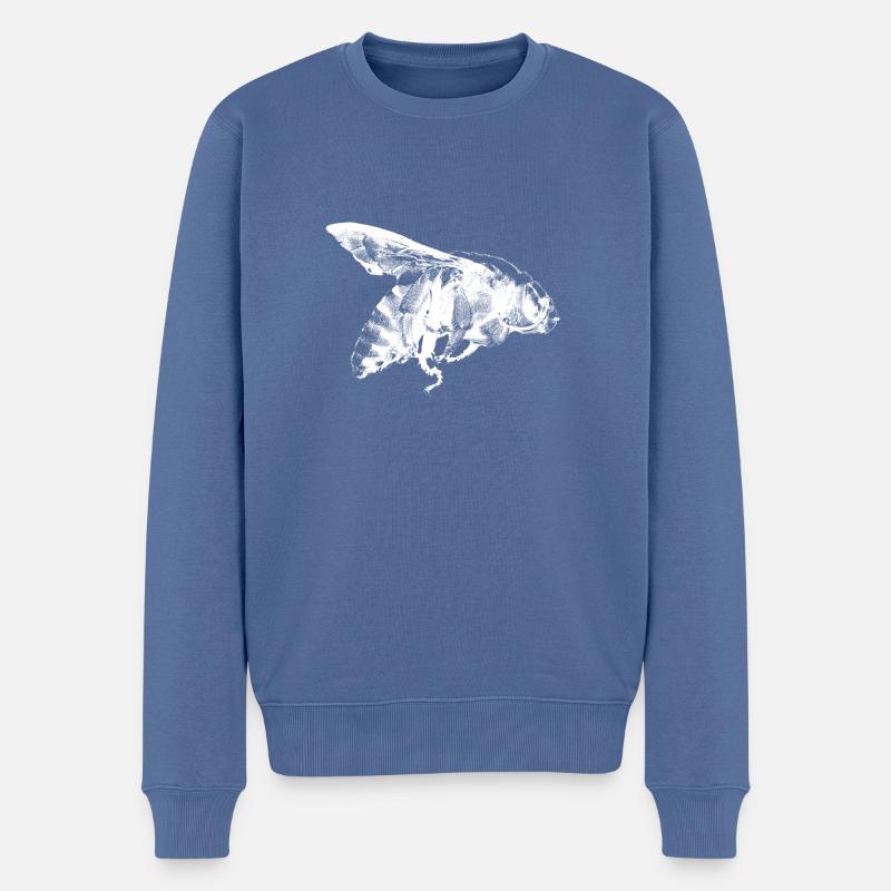 Vintage Biene Design - Männer Premium Bio Pullover - Taubenblau