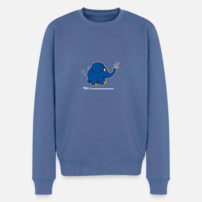 L’éléphant - trompette - Pull Premium bio Homme - bleu pigeon