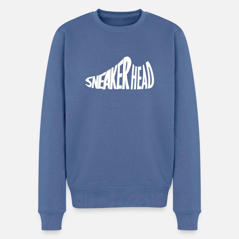 Sneaker Kopf Weiß - Männer Premium Bio Pullover - Taubenblau