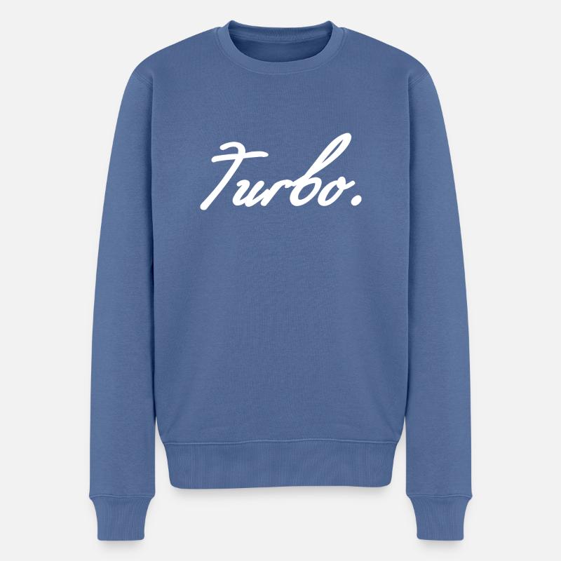 Turbo weis - Männer Premium Bio Pullover - Taubenblau
