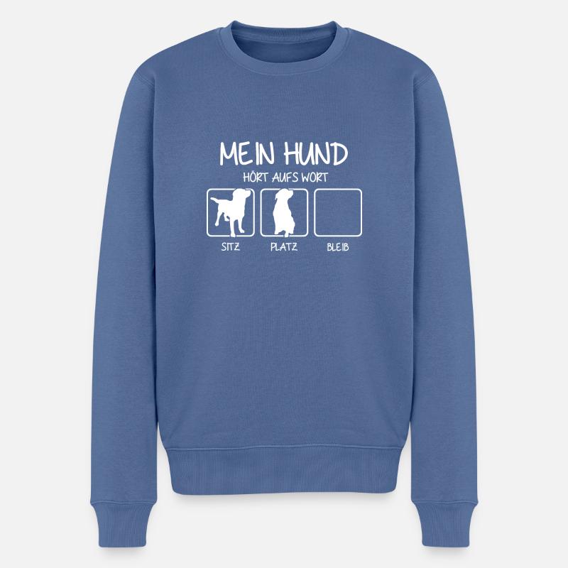Mein Hund.PNG - Männer Premium Bio Pullover - Taubenblau