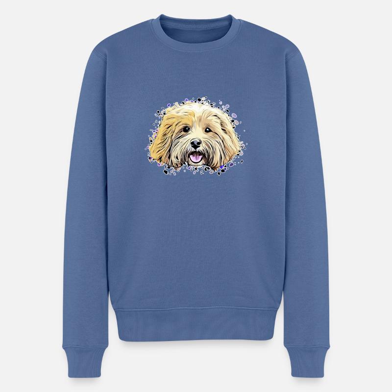 Havaneser Comic - Männer Premium Bio Pullover - Taubenblau