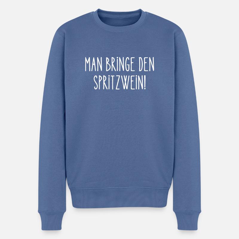 Man bringe den Spritzwein - legendäres Häupl Zitat - Männer Premium Bio Pullover - Taubenblau