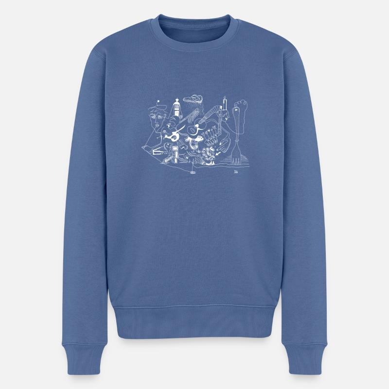 Design: Past Present - Männer Premium Bio Pullover - Taubenblau