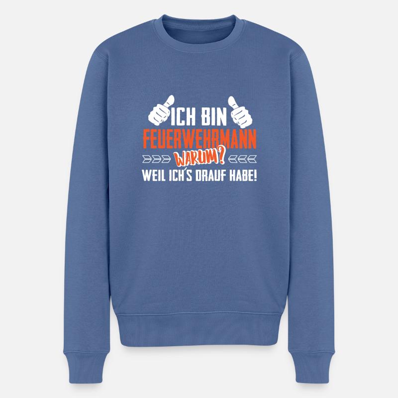 Ich bin ein Feuerwehrmann Shirt - Männer Premium Bio Pullover - Taubenblau