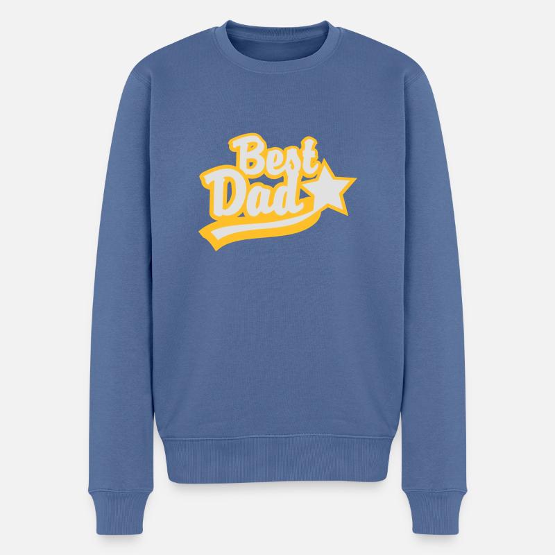 BEST DAD STAR - Männer Premium Bio Pullover - Taubenblau