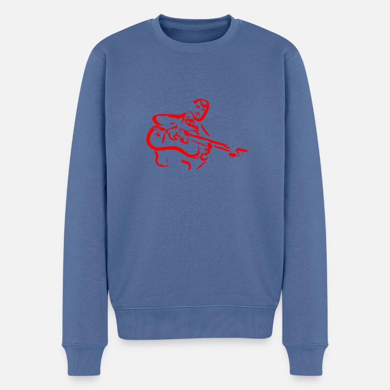 DJANGO ROSSO - Männer Premium Bio Pullover - Taubenblau