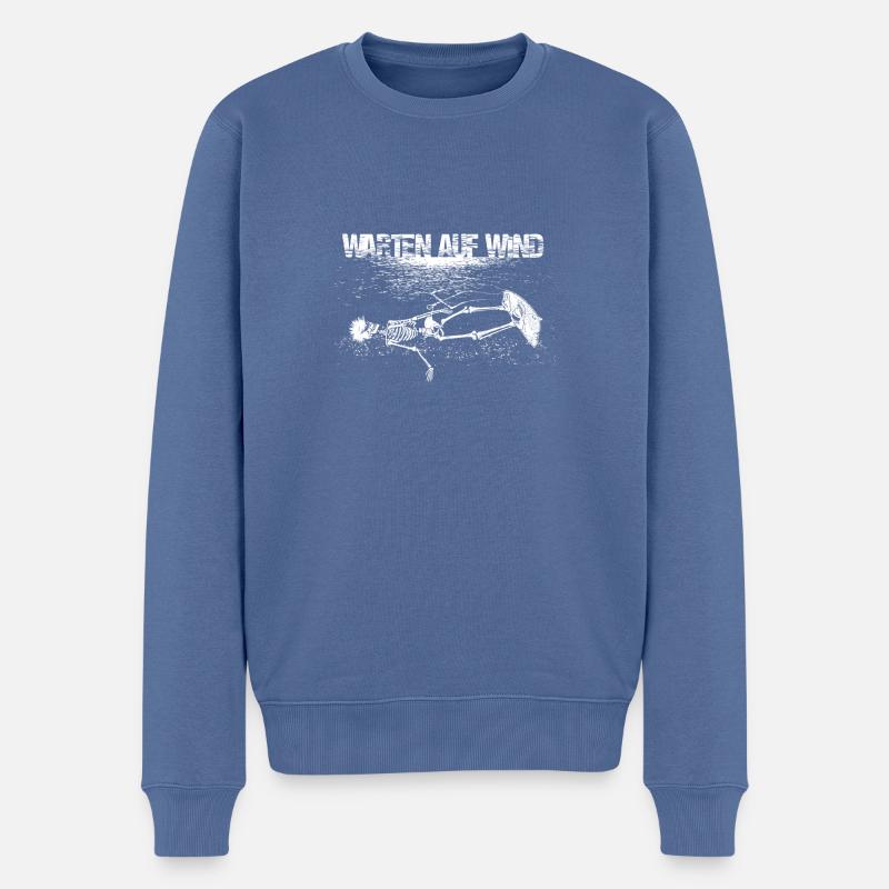 WartenAufWind 2 weiß - Männer Premium Bio Pullover - Taubenblau