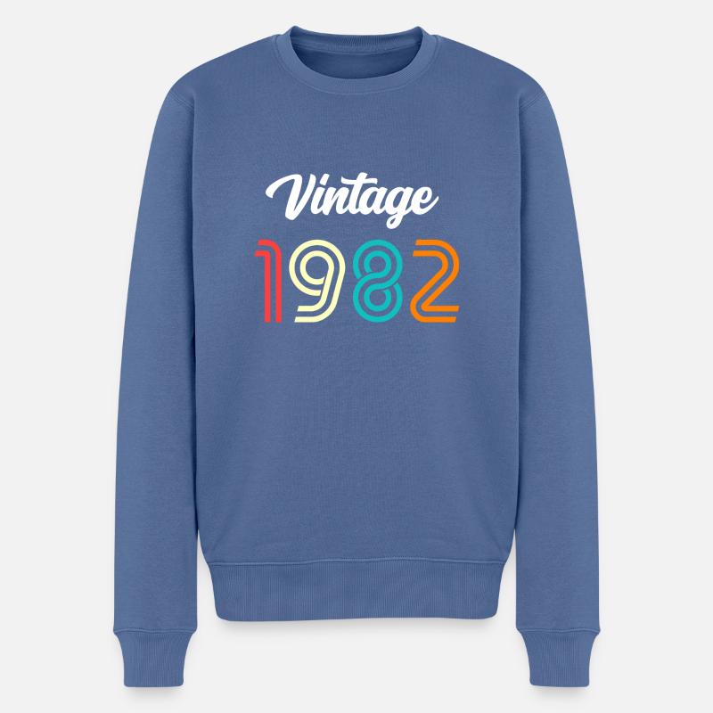 JAHRGANG 1982 - Männer Premium Bio Pullover - Taubenblau