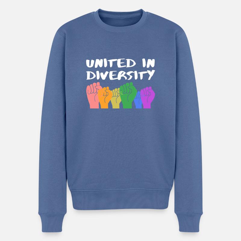United in diversity Geschenk - Männer Premium Bio Pullover - Taubenblau