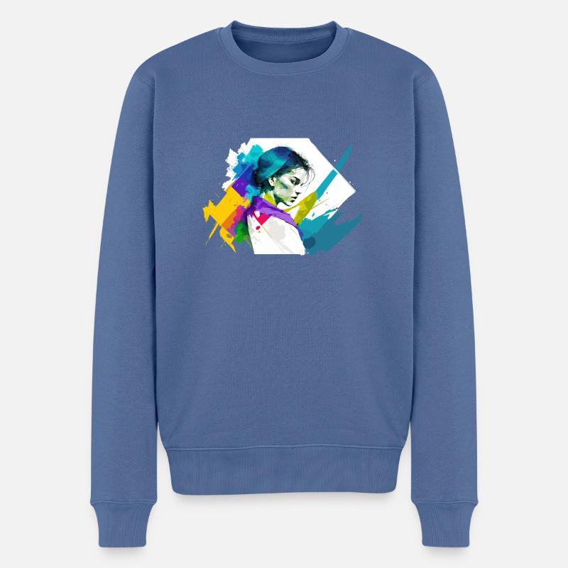 Bleib cool, Mädel - Männer Premium Bio Pullover - Taubenblau