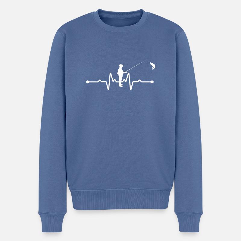 Fischen Herzschlag Fischer Angler Petri Heil - Männer Premium Bio Pullover - Taubenblau