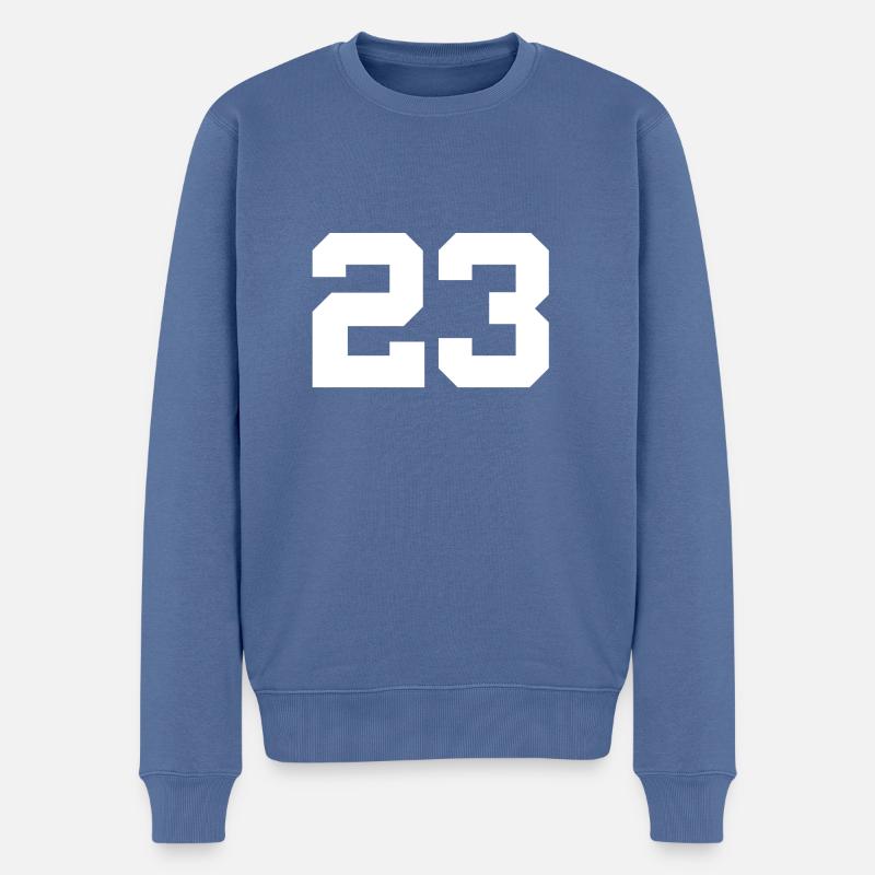 Anzahl 23 - Männer Premium Bio Pullover - Taubenblau