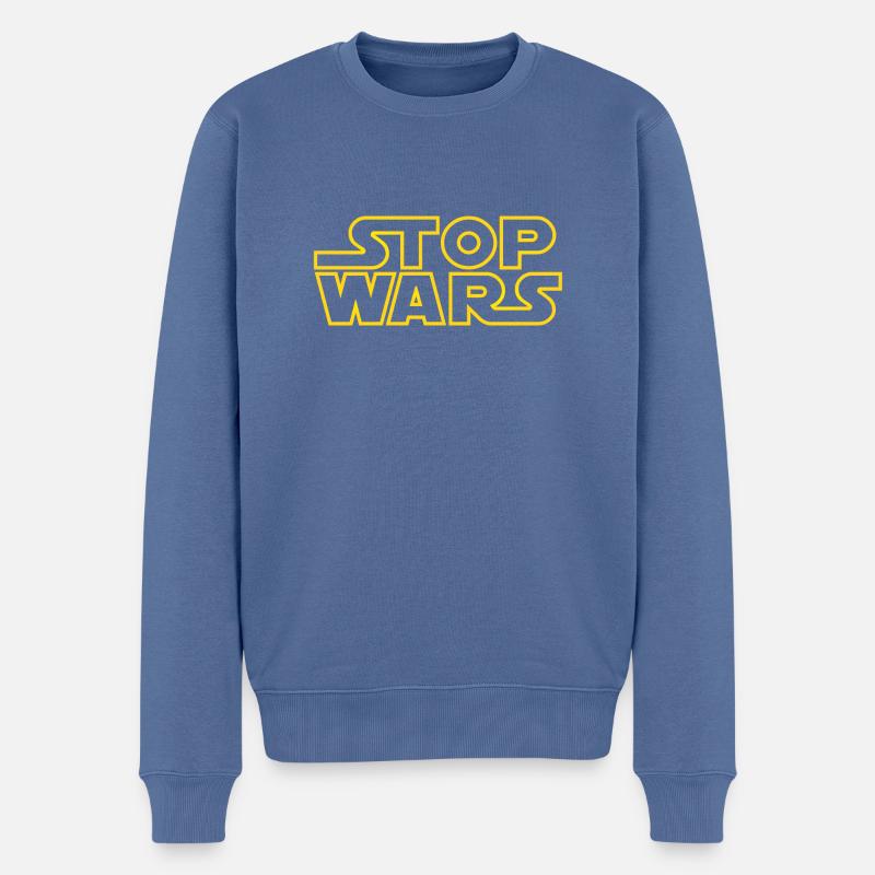 stop wars starlight outline - Männer Premium Bio Pullover - Taubenblau