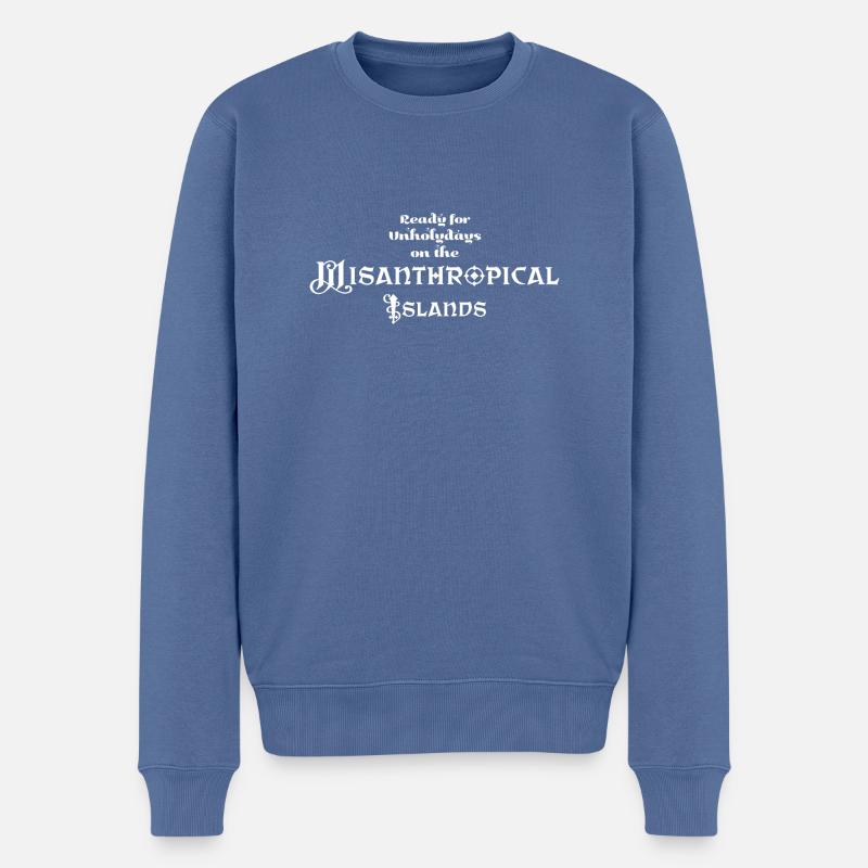 Misanthropic Islands white - Männer Premium Bio Pullover - Taubenblau