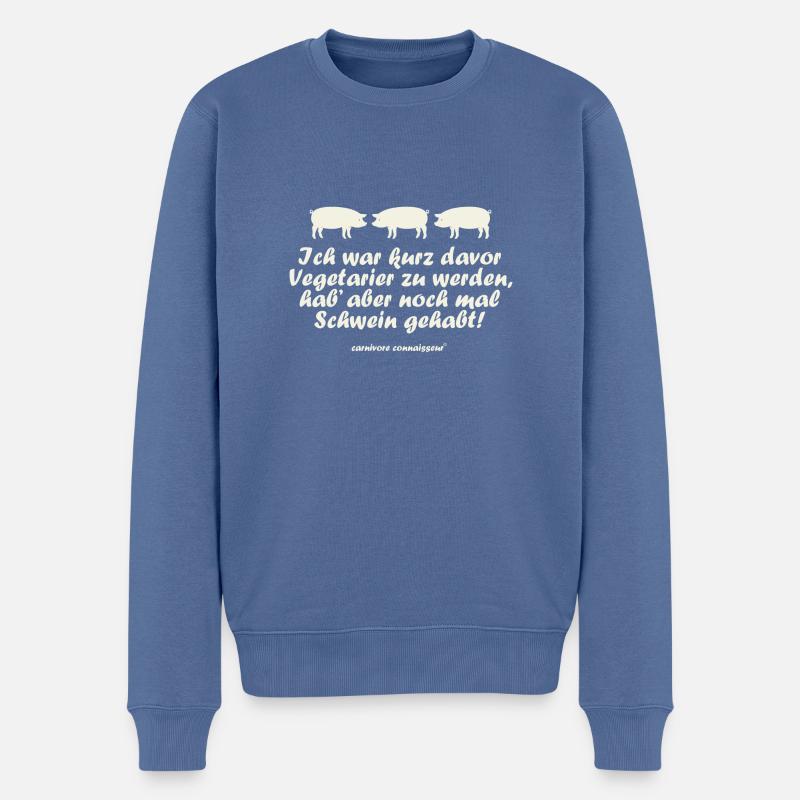 Ich war kurz davor Vegetarier zu werden, hab' aber - Männer Premium Bio Pullover - Taubenblau