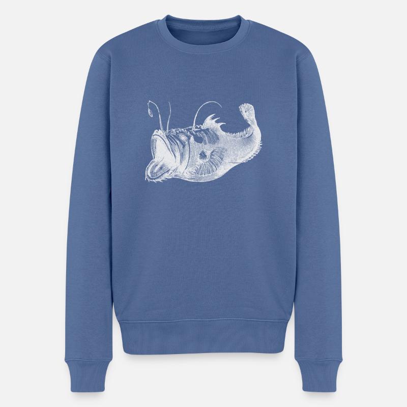Poisson profond blanc - Pull Premium bio Homme - bleu pigeon