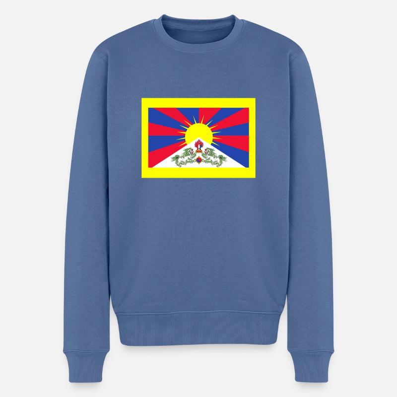 Tibet - Männer Premium Bio Pullover - Taubenblau