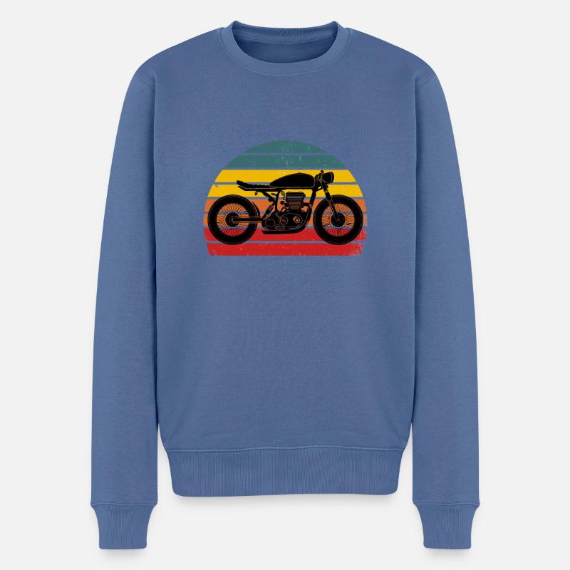 Moto Cafe Racer Retro Design - Männer Premium Bio Pullover - Taubenblau