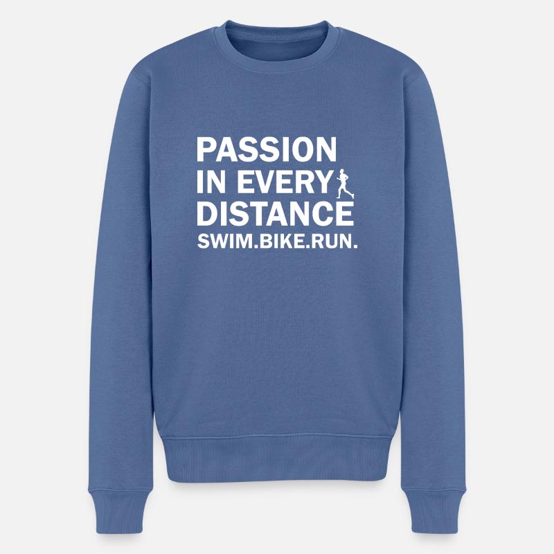 Triathlon Natation Vélo Run Marathon - Pull Premium bio Homme - bleu pigeon