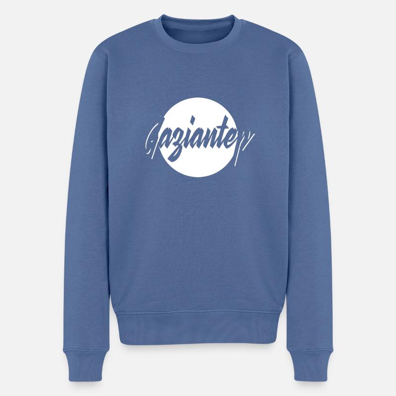 Gaziantep - Männer Premium Bio Pullover - Taubenblau