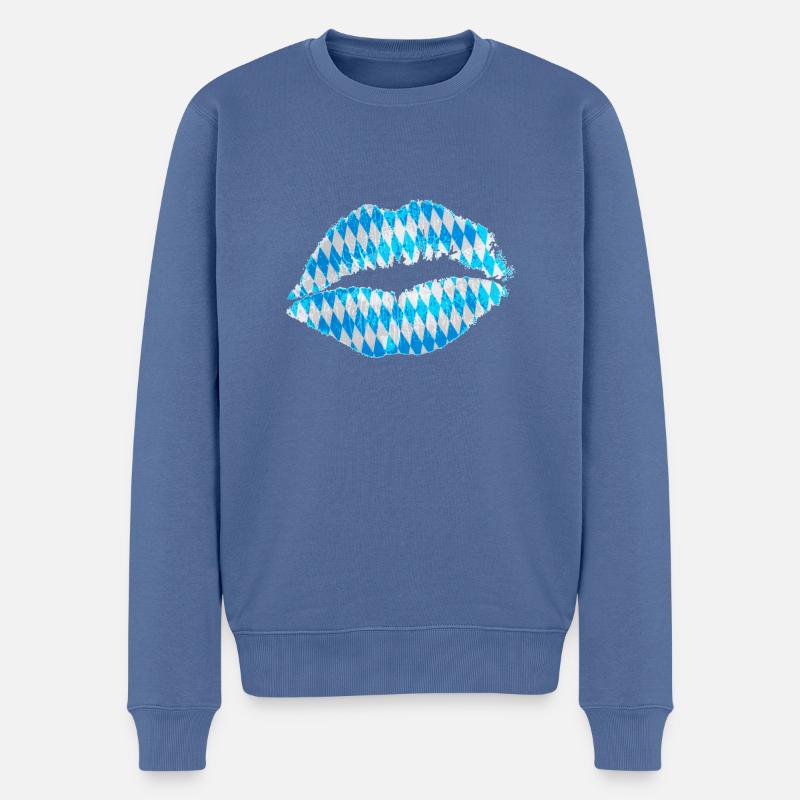 Kuss (Bayern / Bavaria) 01 - Männer Premium Bio Pullover - Taubenblau