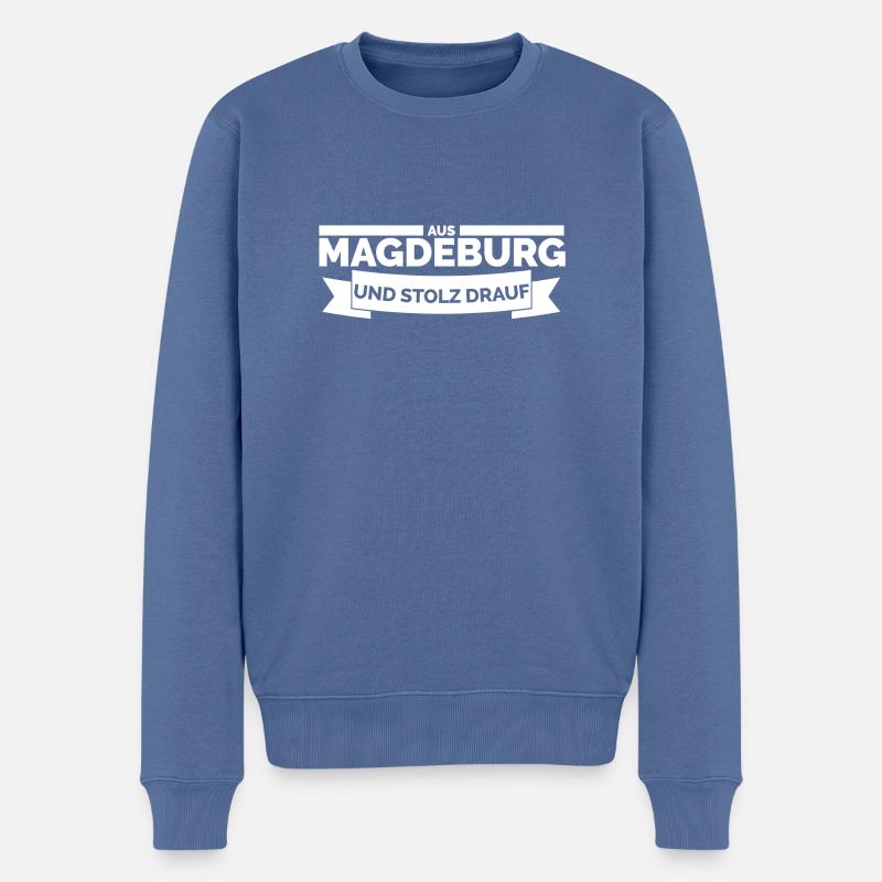 MAGDEBURG - Männer Premium Bio Pullover - Taubenblau