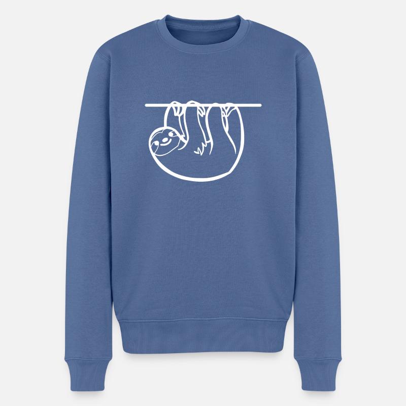 blanc LAZY ANIMAL - Pull Premium bio Homme - bleu pigeon