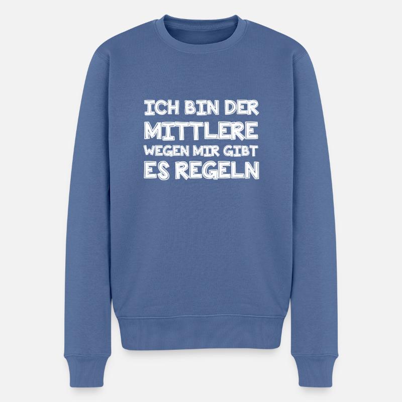 Ich bin der Mittlere - Männer Premium Bio Pullover - Taubenblau