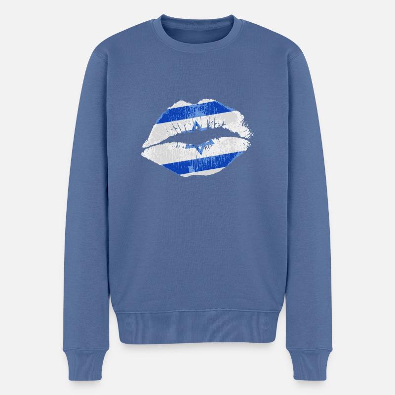 Kuss (Israel) - Männer Premium Bio Pullover - Taubenblau