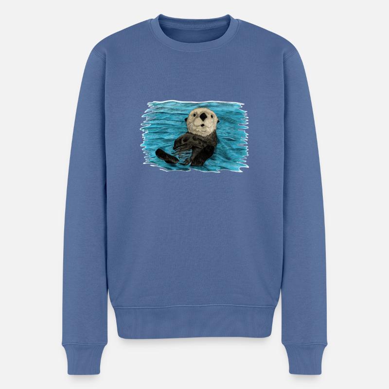 Seeotter - Männer Premium Bio Pullover - Taubenblau