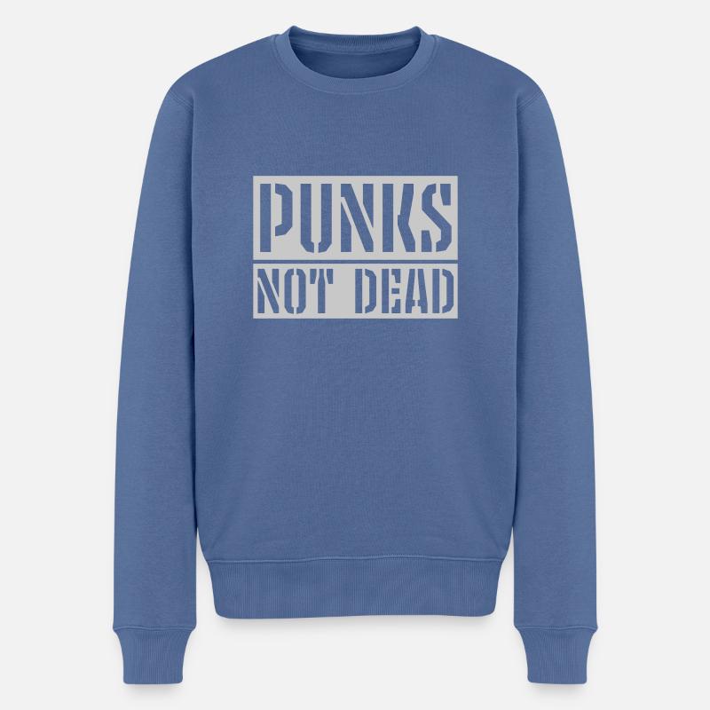 punks not dead Zitat - Männer Premium Bio Pullover - Taubenblau
