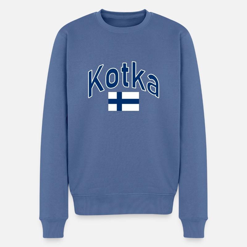 Drapeau finlandais de Kotka - Pull Premium bio Homme - bleu pigeon