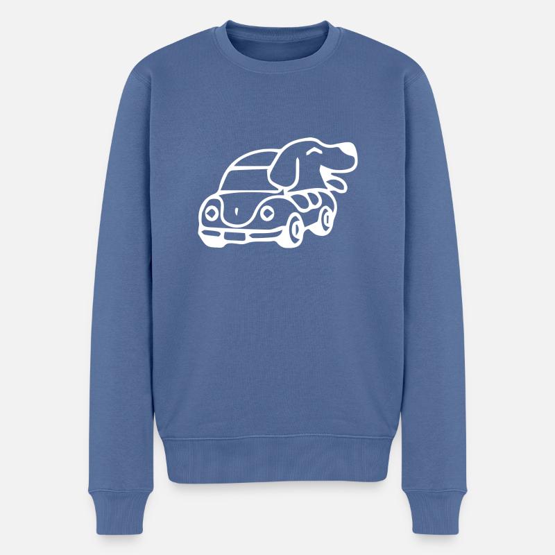 dog driving - Männer Premium Bio Pullover - Taubenblau