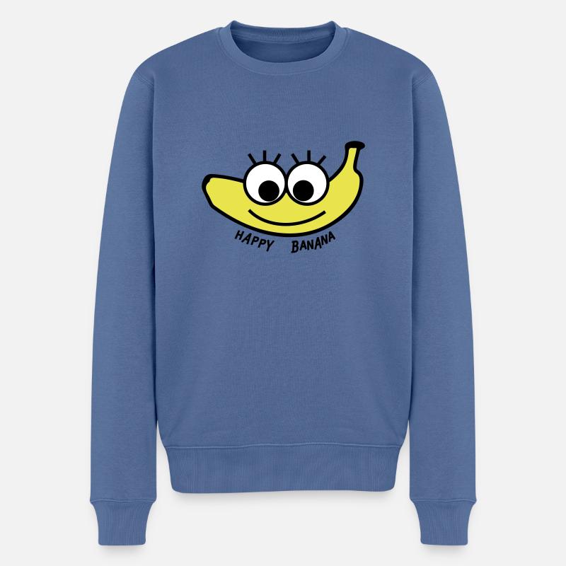 happy banana - Männer Premium Bio Pullover - Taubenblau