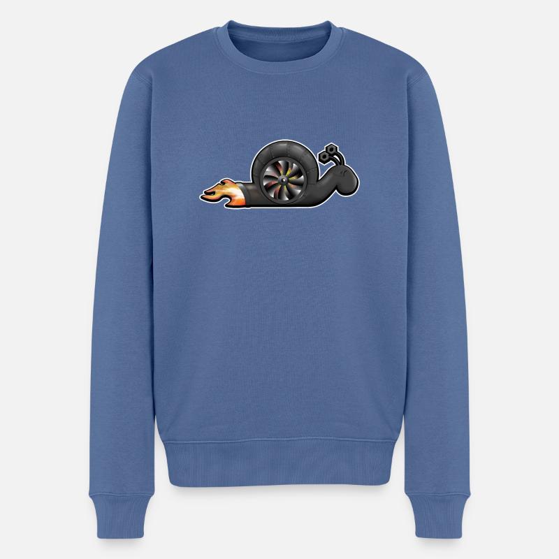 Schnecke mit Turbo Motor und Feuer - Männer Premium Bio Pullover - Taubenblau
