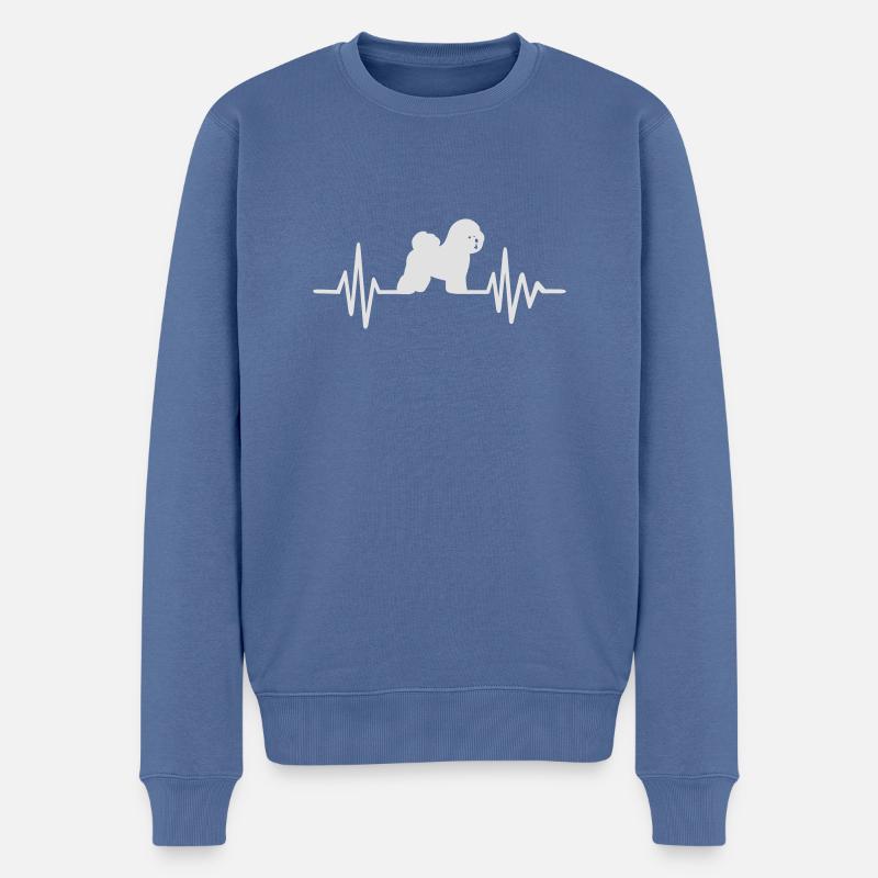 Bichon Frise - Pull Premium bio Homme - bleu pigeon