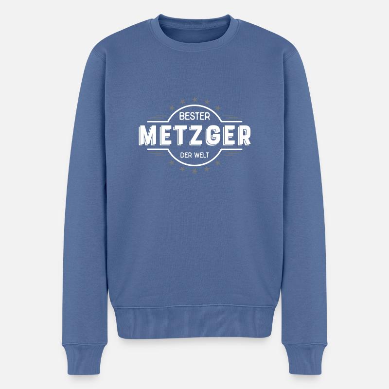 Metzger - Männer Premium Bio Pullover - Taubenblau