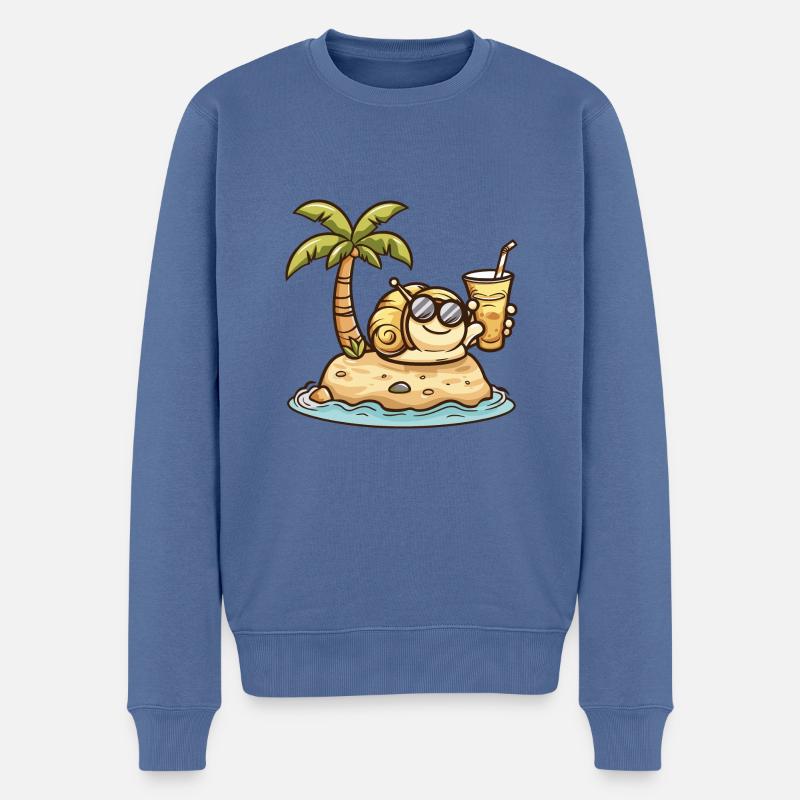 Schnecke Sommer Urlaub - Männer Premium Bio Pullover - Taubenblau