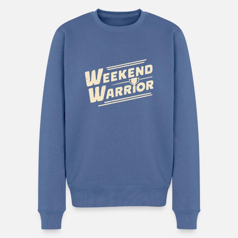 WOCHENEND-KRIEGER - Männer Premium Bio Pullover - Taubenblau